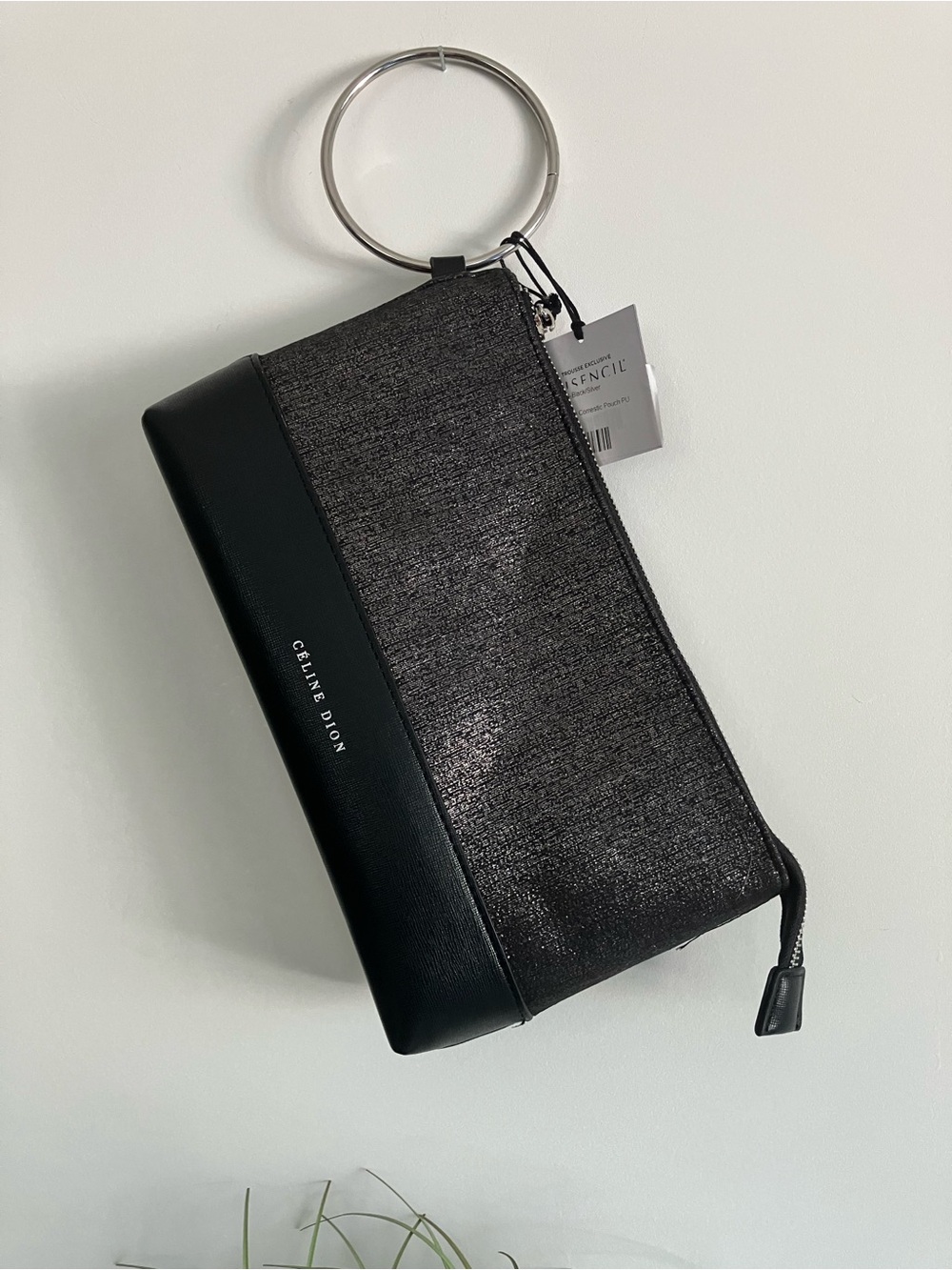 Celine Dion Women’s Black Metallic Clutch Wristlet